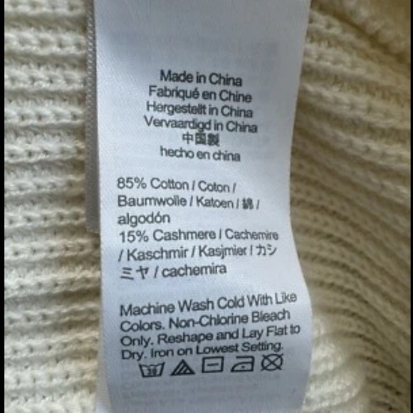 J Crew New Cotton-cashmere ribbed turtleneck sweater Cream Size L Relaxed - Picture 13 of 14